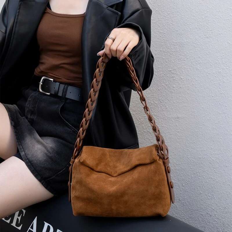 Genuine Leather Crossbody Carry Women's Square Bags Brown Black Interpretation Of Designer Style Brand Ladie Tote Bag