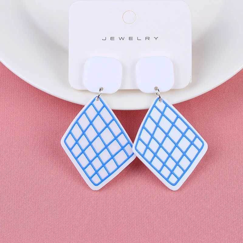 Acrylic Resin Korean Geometric Earrings Simple Round Square Triangle Drop Dangle Earrings for Women Girl Party Jewelry Y250510