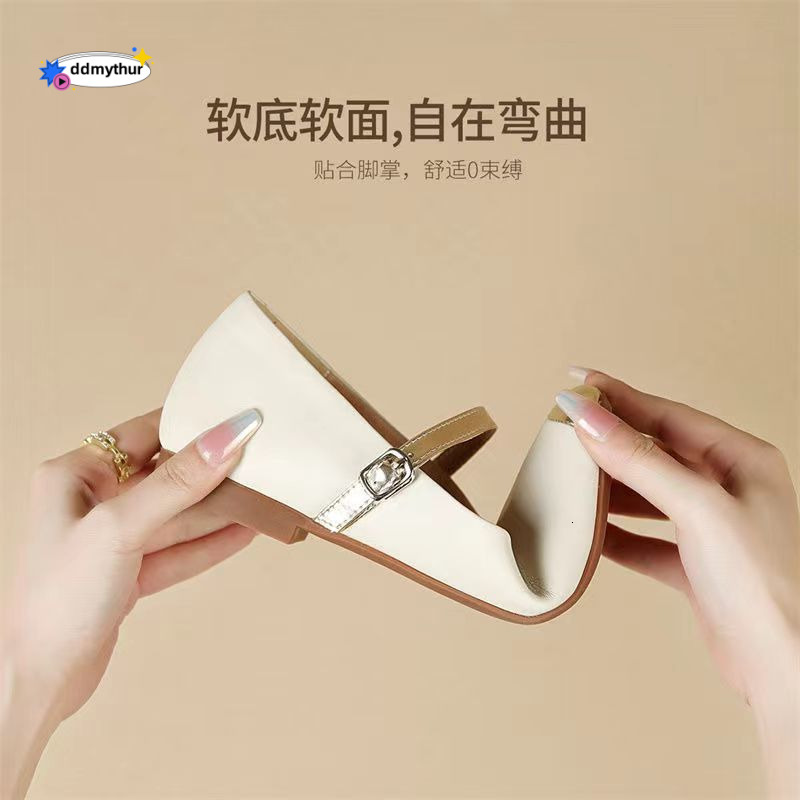Real soft Mary Jane 2025 new fashion versatile fragrant style single shoe temperament small leather women's shoes ddmythur