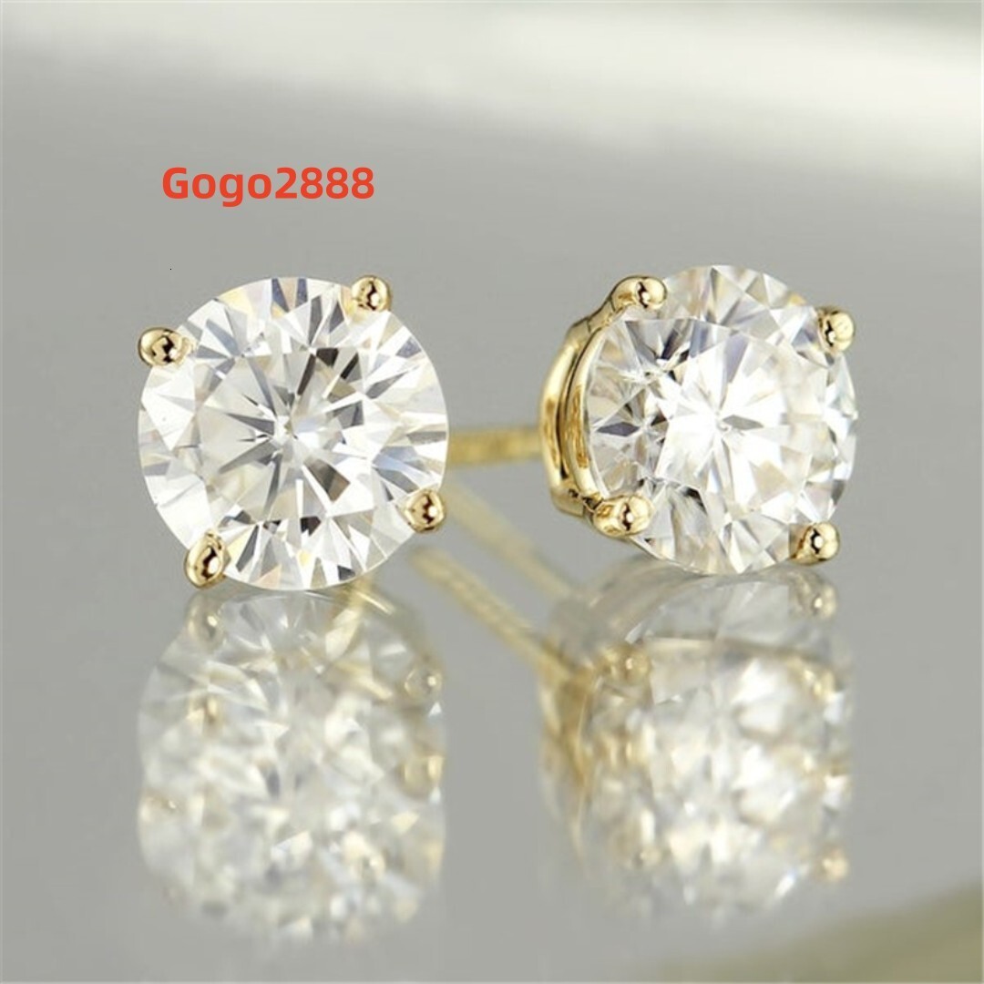 Luxury 14K Gold Plated S92510K Diamond Stud Earrings VVS Moissanite Wholesale Price Easy Wear Hip Hop Style