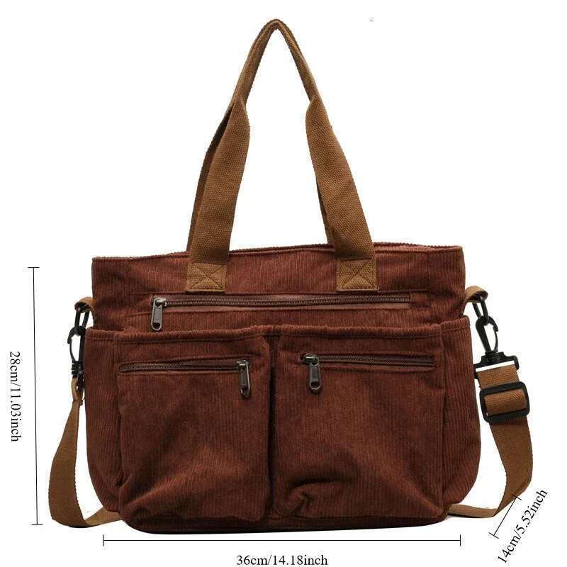 Casual Corduroy Messenger Large Capacity Commuter Mummy Portable Shoulder Bag Multi Layers Camping Tote Bags