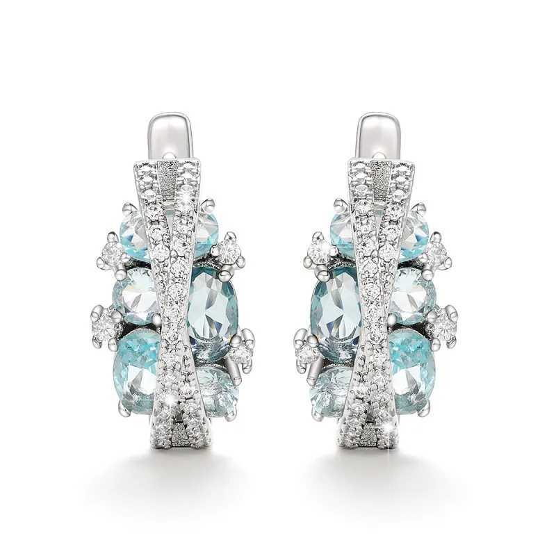 Huitan Colored Cubic Zirconia Hoop Earrings Women Fancy Cross Design Fashion Ear Accessories for Female Wedding Party Jewelry Y250510
