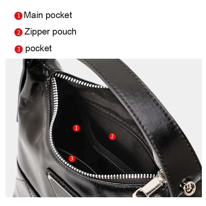 Aidrani Leather cowhide crescent metal chain bright plaid 2024 new fashion temperament ladies portable shoulder bag