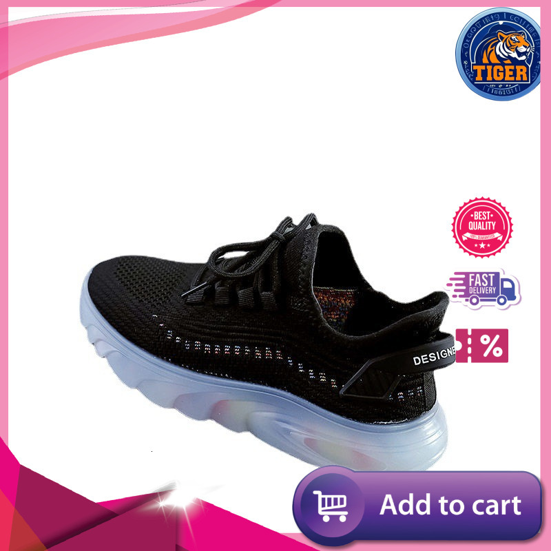 Ddmytiger Flyknit Casual Mesh Breathable Sports Women S Jelly Bottom Coconut Student Running Shoes Outdoor Shoes