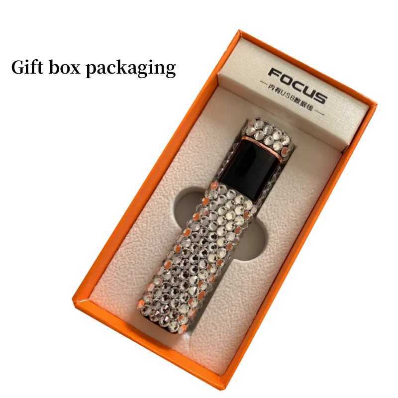 Rhinestone Lighter Touch Screen Usb Lighter Electric Arc Cigarette Lighter Delicate Ladies Lighter Beautiful Smoking Gadget Gift Y250513