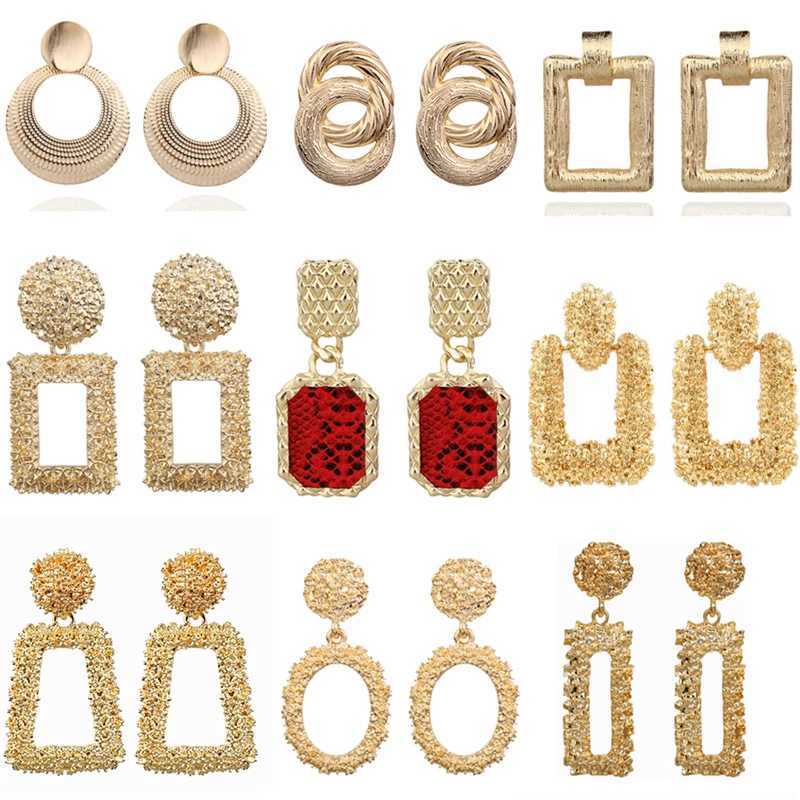 2024 Vintage Earrings Large for Women Statement Earrings Geometric Metal Pendant Earrings Trend Fashion Jewelry Y250510