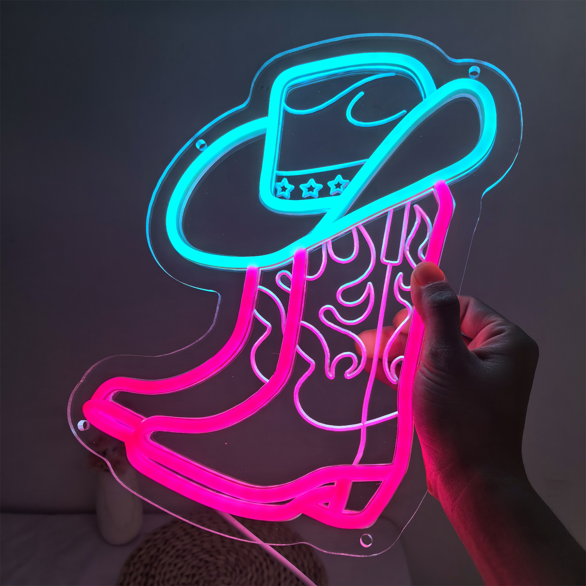 Cowboy Boot Neon Sign, Cowboy Hat Sign for Wall Decor Western Led Light for Bedroom, Bar, Office, Man Cave - Best Gifts for Rodeo Enthusiast, Birthday