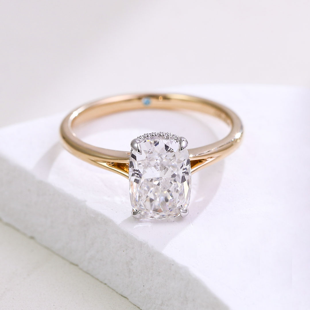 Designer Solitaire 18K 14K 10K Yellow Gold Cushion Cut D VVS1 Lab Grown Diamond 4 Prong Design Fine Jewelry Rings Wedding Engagement Rings