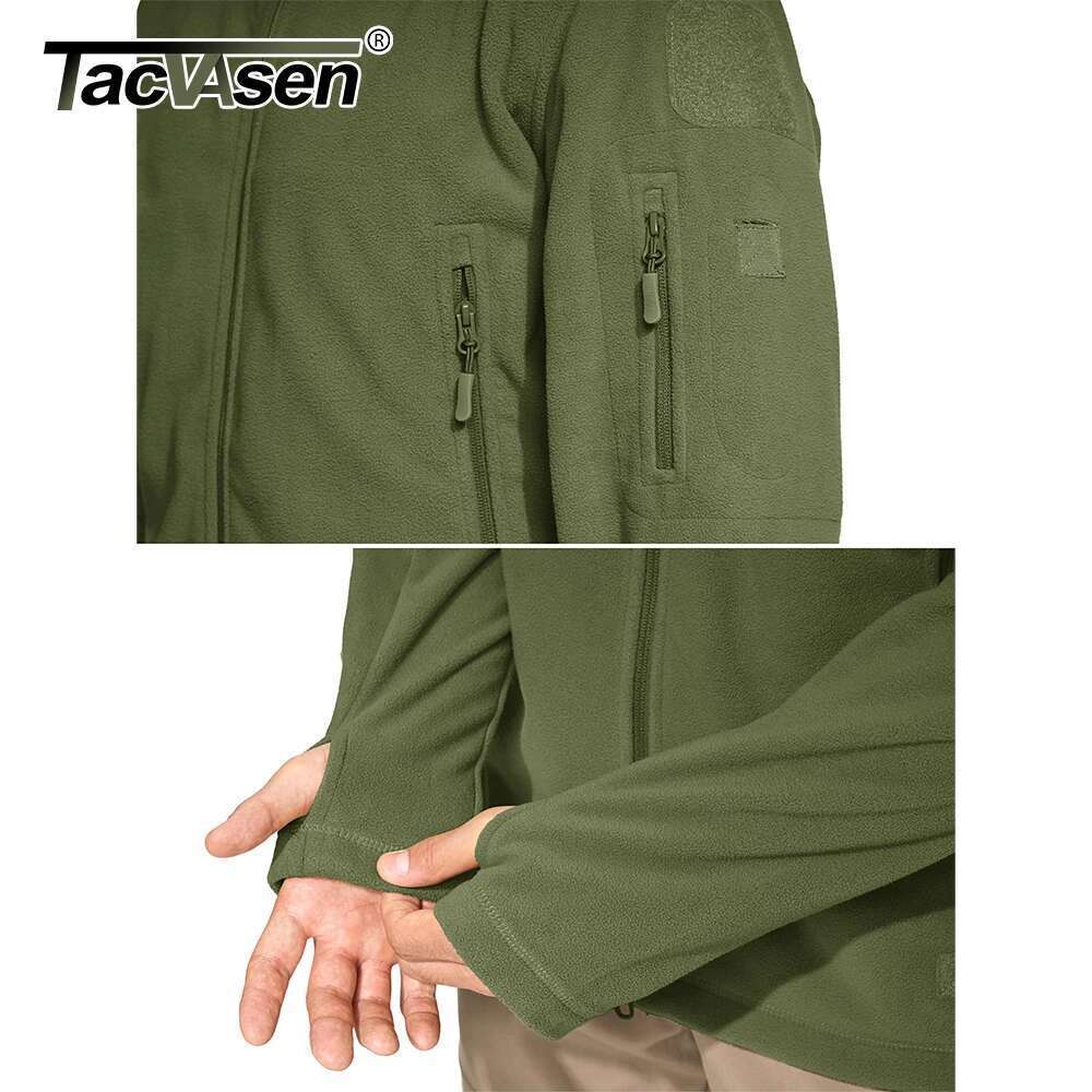 TACVASEN Men's Hoodie Fleece Jacket Fall Winter Warm Full-Zip Outdoor Hiking Working Camping Coat with Multiple Zippered Pockets