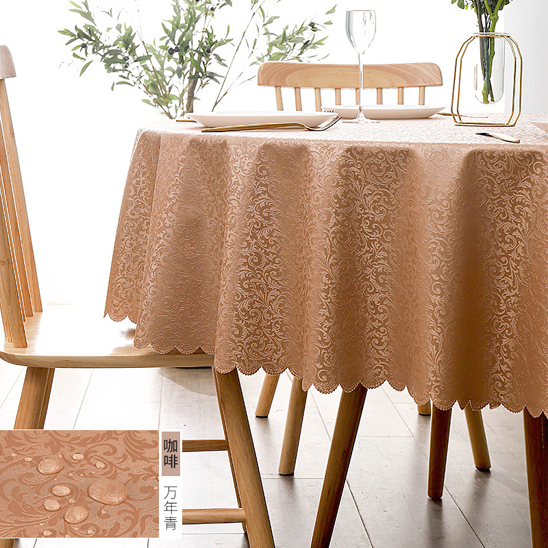 A895 tablecloth waterproof and oil-proof washable round tablecloth light luxury high-end hotel banquet large round table tablecloth coffee table table