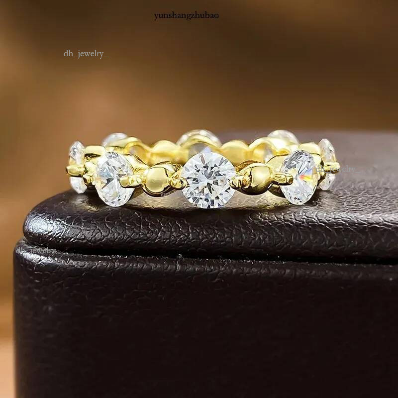 14K Gold Moissanite Dia Ring 100% Sterg Sier Party Wedding Band Rings for Women Men Engagement Jewelry Gift