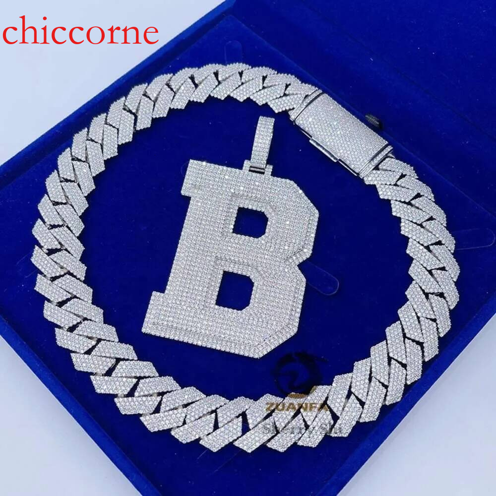 necklace moissanite chain Hip Hop Gold Iced Out Vvs Moissanite Dia Custom Letter Name Necklace Any alphanumeric customization