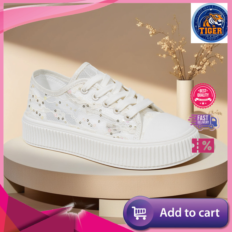 Ddmytiger Summer New Korean Ins Breathable White Women S Hollow Leisure Board Thick Bottom Versatile Sponge Cake Shoes Outdoor Shoes