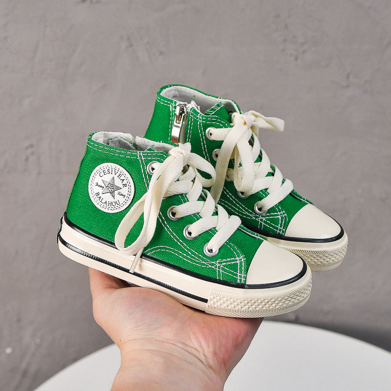 Kids Canvas Shoes for Girls Baby Boys Candy Color High Top Shoes Happysteps Sneakers Toddler Casual Summer Cloth Shoes Board Trainers Sizes US4C-4Y H0