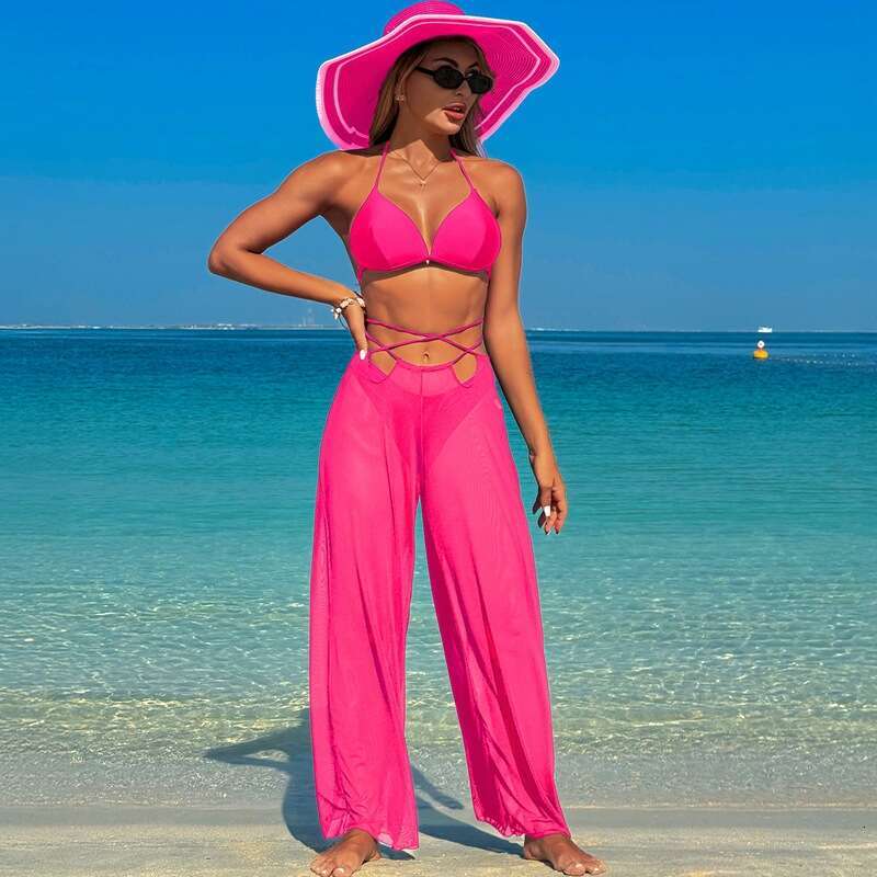 European and American adult women's hot spring three piece set swimwear bikini swimsuit 2025 new style chic elegant clothing