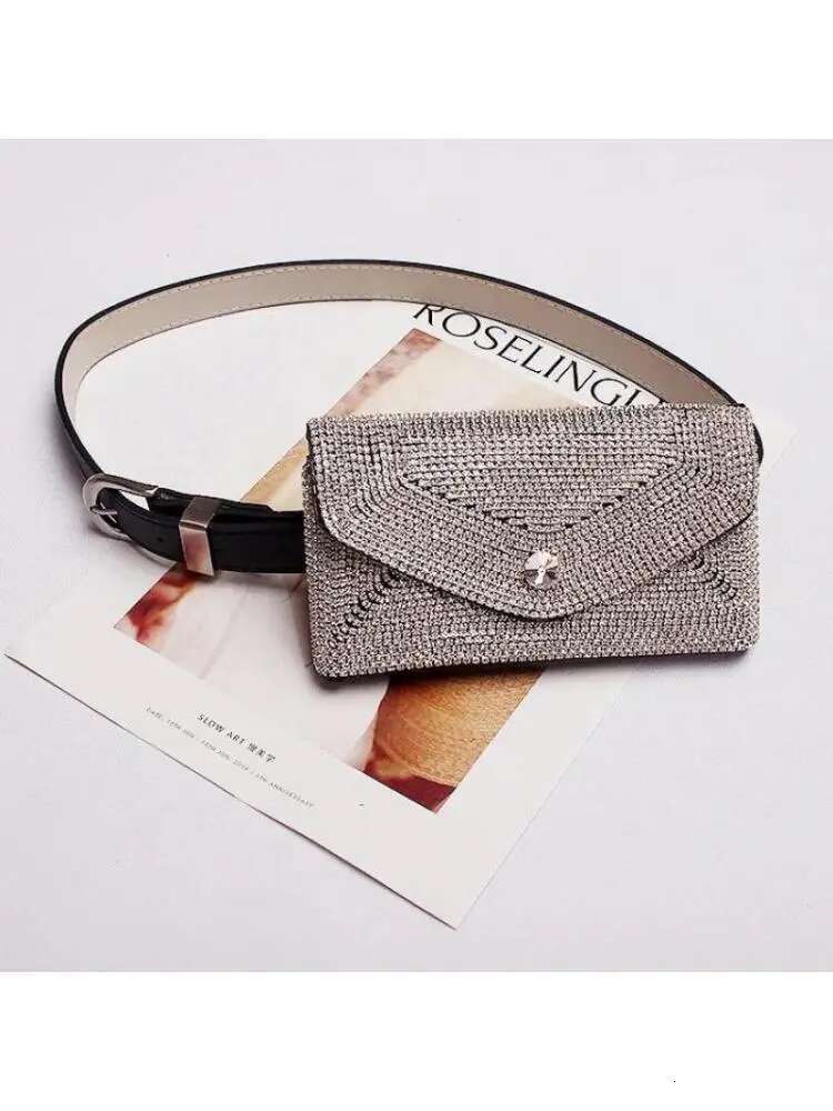 Glitter Full Dia Waist New Fashion Dark Buckle Pu Leather Pockets Belt Ladies Dual-use Three Optional Tide Bag 729