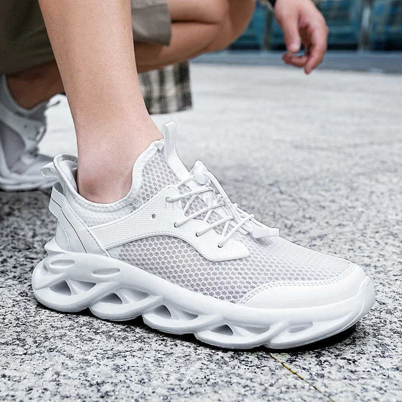 YRZL Men Casual Shoes White Sneakers Running Shoes for Men Lace Up Lightweight Breathable Anti Slip Cfortable Sports Shoes Z250513