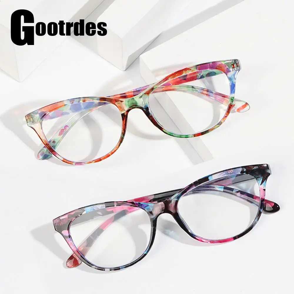 Fashion Print Floral Reading Glasses for Women Men Anti-Blue Light Eye Protection Presbyopia Eyewear Elegant Flowers Eyeglasses W250513