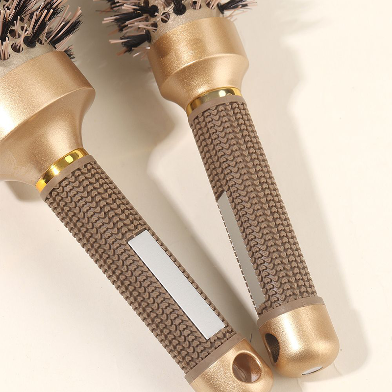 Cylindrical Curling Iron Professional Styling 4-Piece Set with Fur Comb Air Aluminum Tube Comb Ceramic Roller Comb and Hairdressing Comb