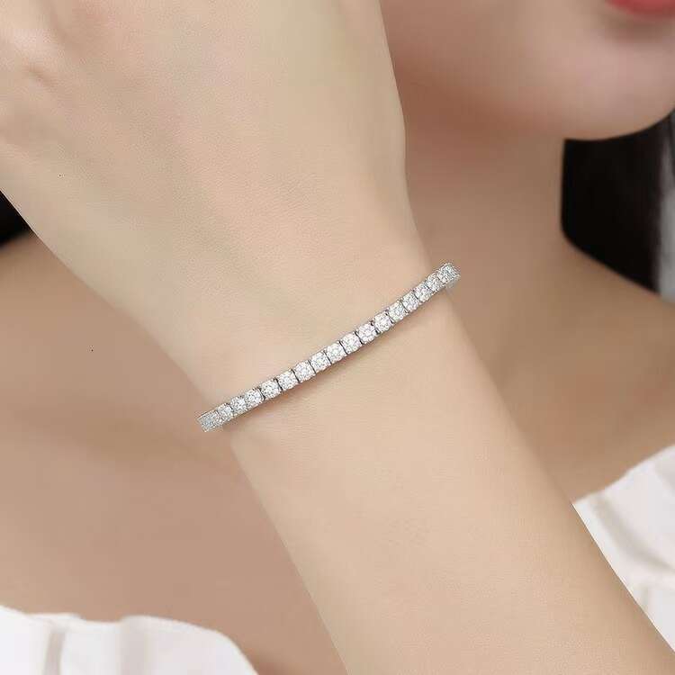 elegant minimalist design sterling silver plated full circle diamante chain bracelet