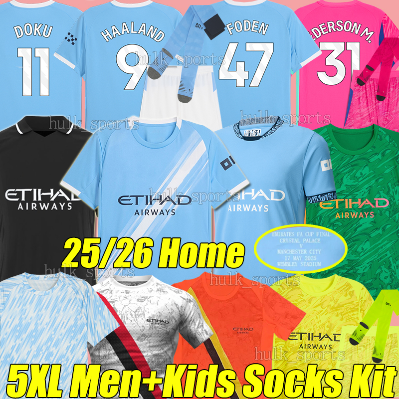 4XL 24/2025/26 HAALAND soccer jerseys REIJNDERS FODEN DOKU MARMOUSH McATEE KOVACIC GVARDIOL DE BRUYNE NICO EDERSON M. MAN CITY men kids kits sock sets football shirt