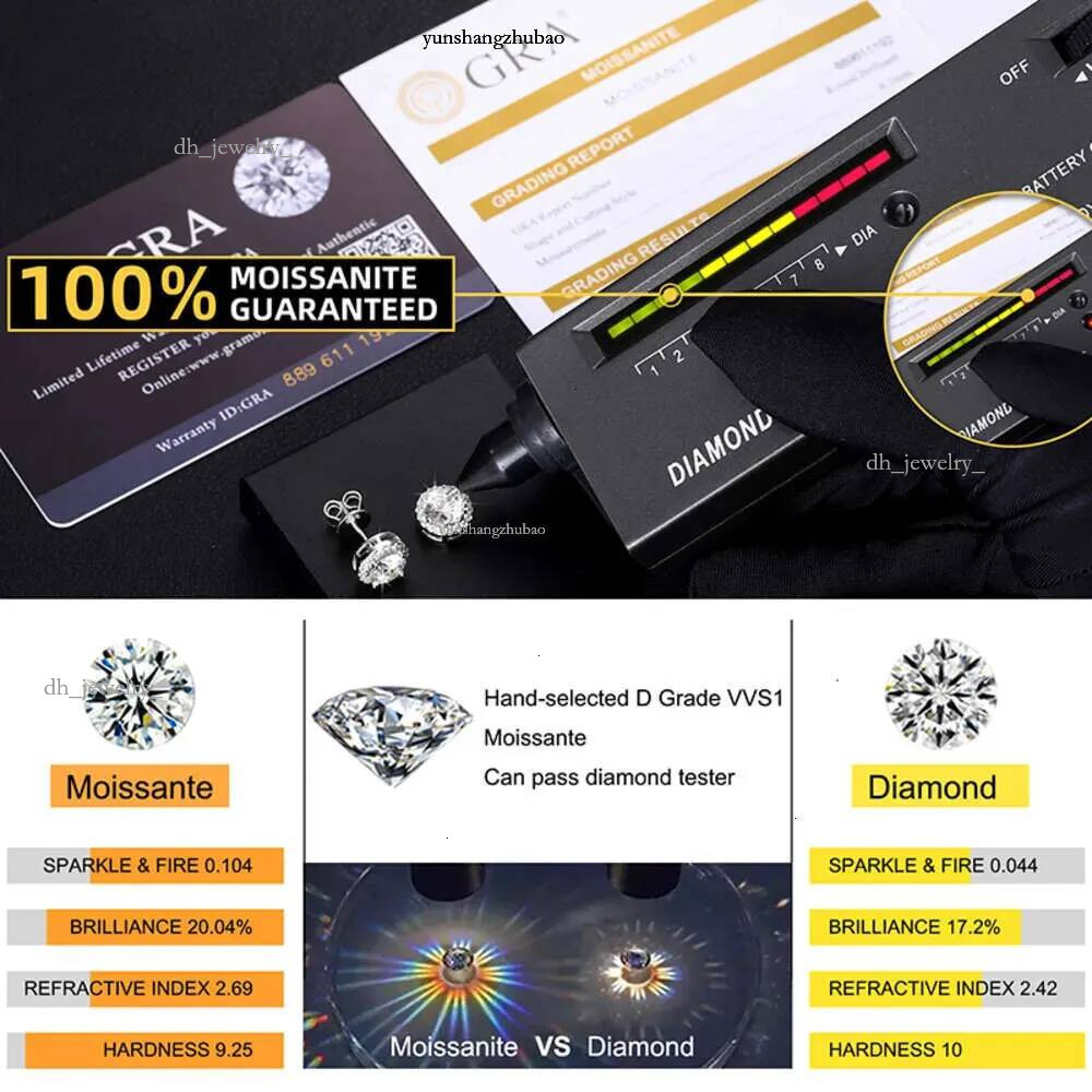 Fine Jewelry Screw Back Women Gold Plated Sterg Sier Iced Out VVS Moissanite Dia Halo Stud Earrings For Men