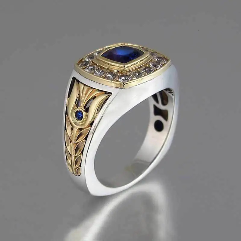925 Ring for Men Natural 2 Sapphire with Diamond Jewelry Anillos De Bizuteria Anillos Gemstone Rings Box 250509