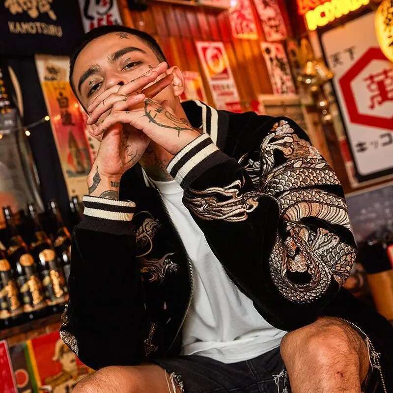 Winter Embroidered Dragon Baseball Uniform Coats Trendy Spring Autumn Men and Women Heavy Yokosuka Chinese Style Coat