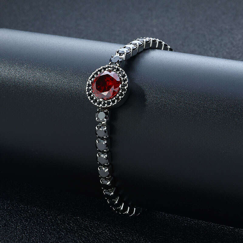 fashionable red hip hop style womans wristwear customizable stainless steel zircon bead bracelet