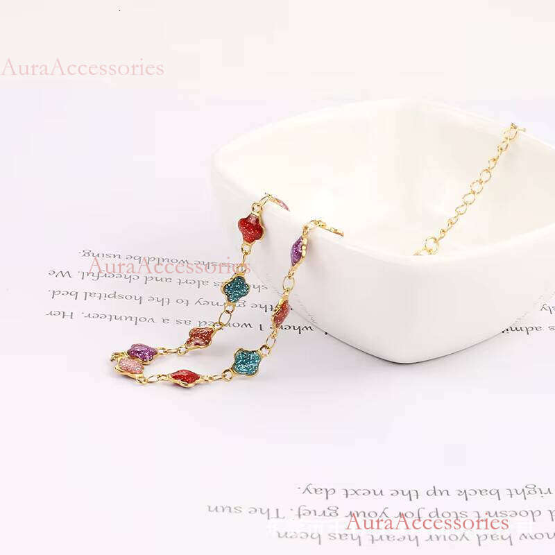 Exclusive Design Colorful Cubic Zircon Chain Bracelet Golden Stainless Steel Anklet for Women Jewelry Gift