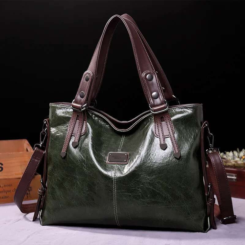 Fashion Large Capacity Commuter Ladies Tote Bag Retro Casual Girls Single Shoulder Crossbody Soft Fabric European Style PU Mater
