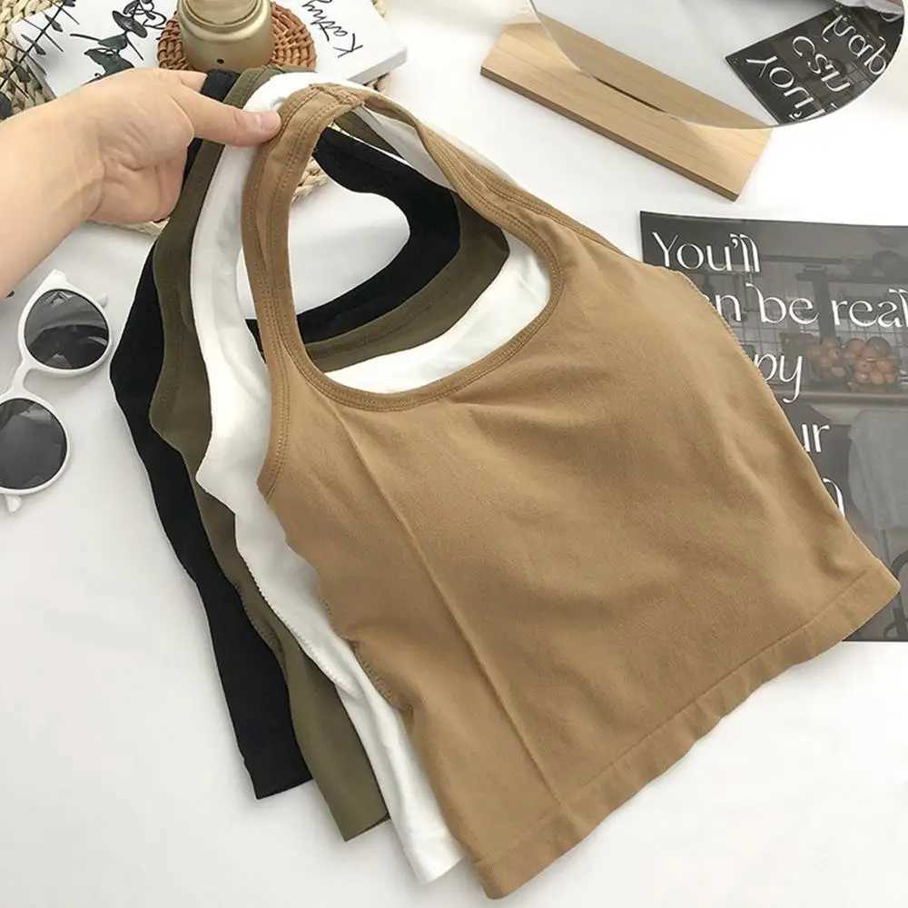 Summer Neck Halter Base Top Small Vest Beautiful Back Suspender Vest Sexy Back Chest Pad Outer Wear Strap Short Style Inner Top M250513
