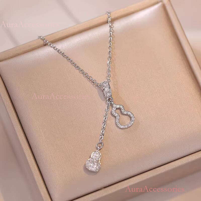 Fashion Stainless Chain Pendant Full Dia Zircon Titanium Steel Jewelry Gourd Necklace