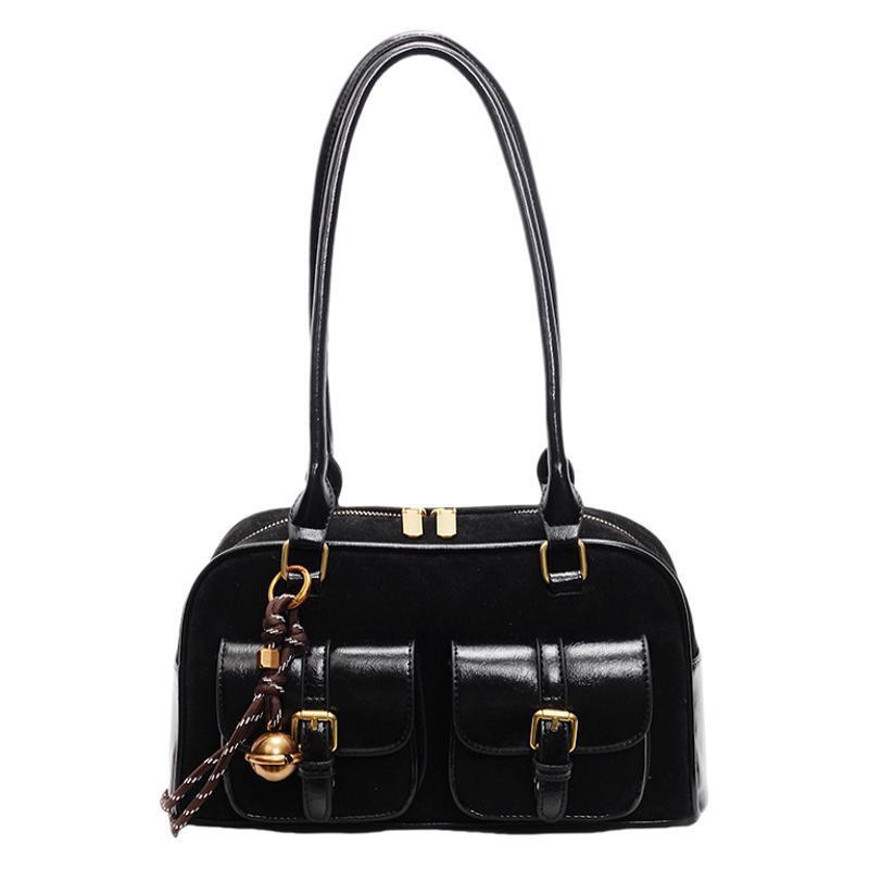 Small niche design, simple one shoulder hand-held commuting bag, women's 2025 autumn and winter new high-end bowling bag