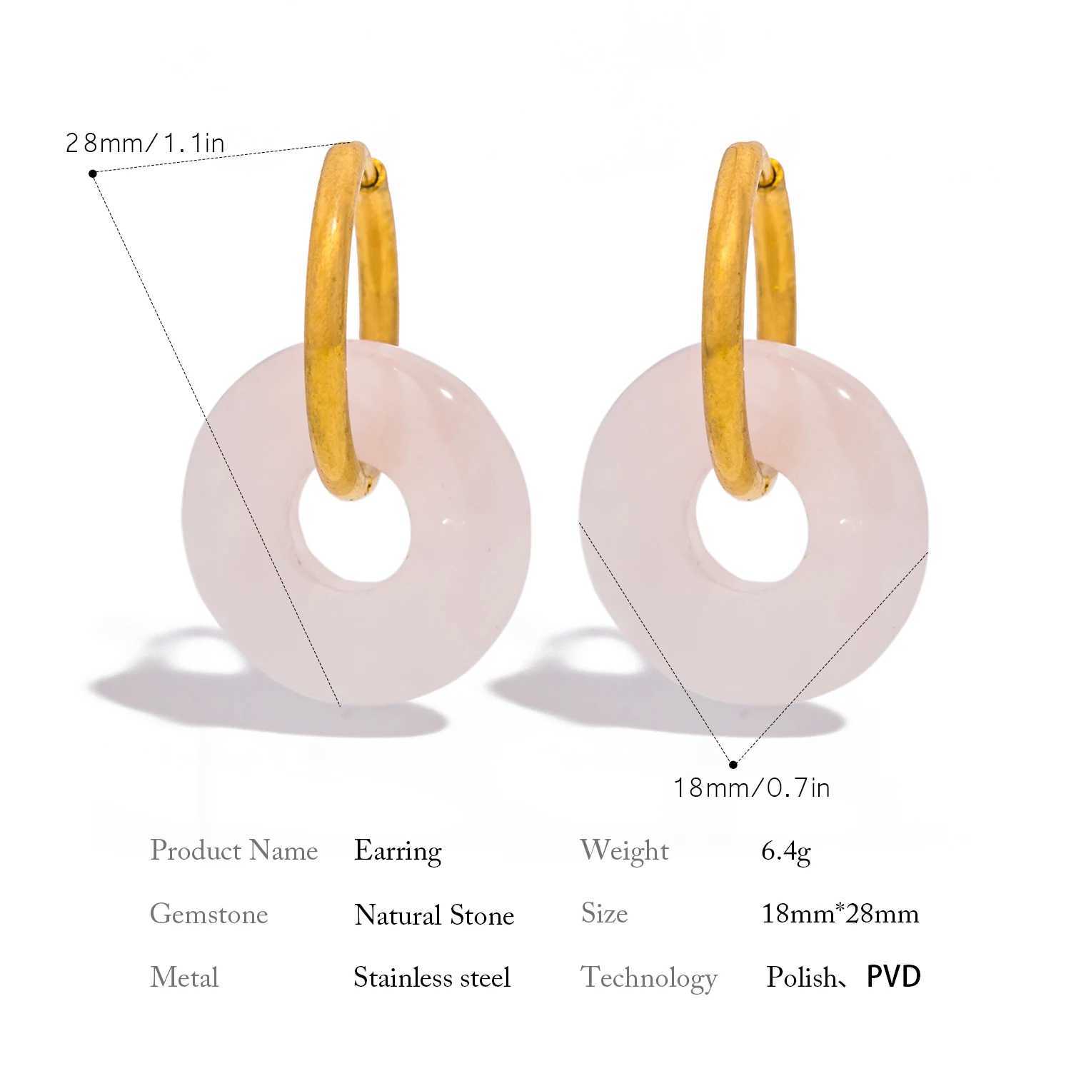 UHBINYCA Natural Agate Stone Charms Hoop Earrings for Women Girls Stainless Steel Waterproof High-quality Daily Jewelry Y250510