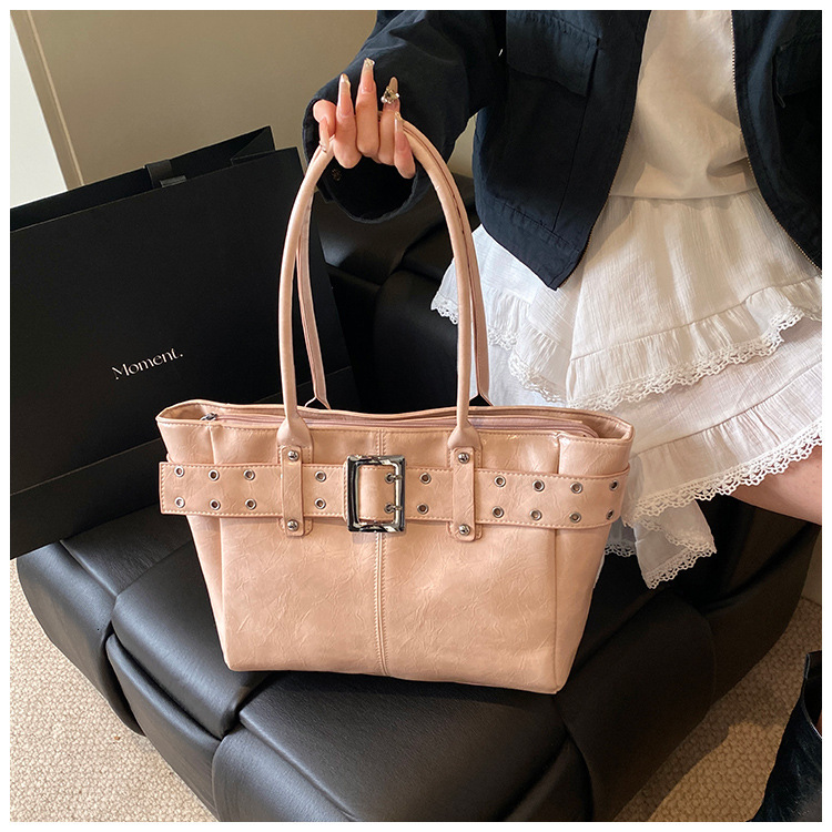 2025S Designer Motorcycle Belt Tote Women New Trendy Fashion Commuter Handbag Large Capacity Korean Shoulder Bag Free Shipping