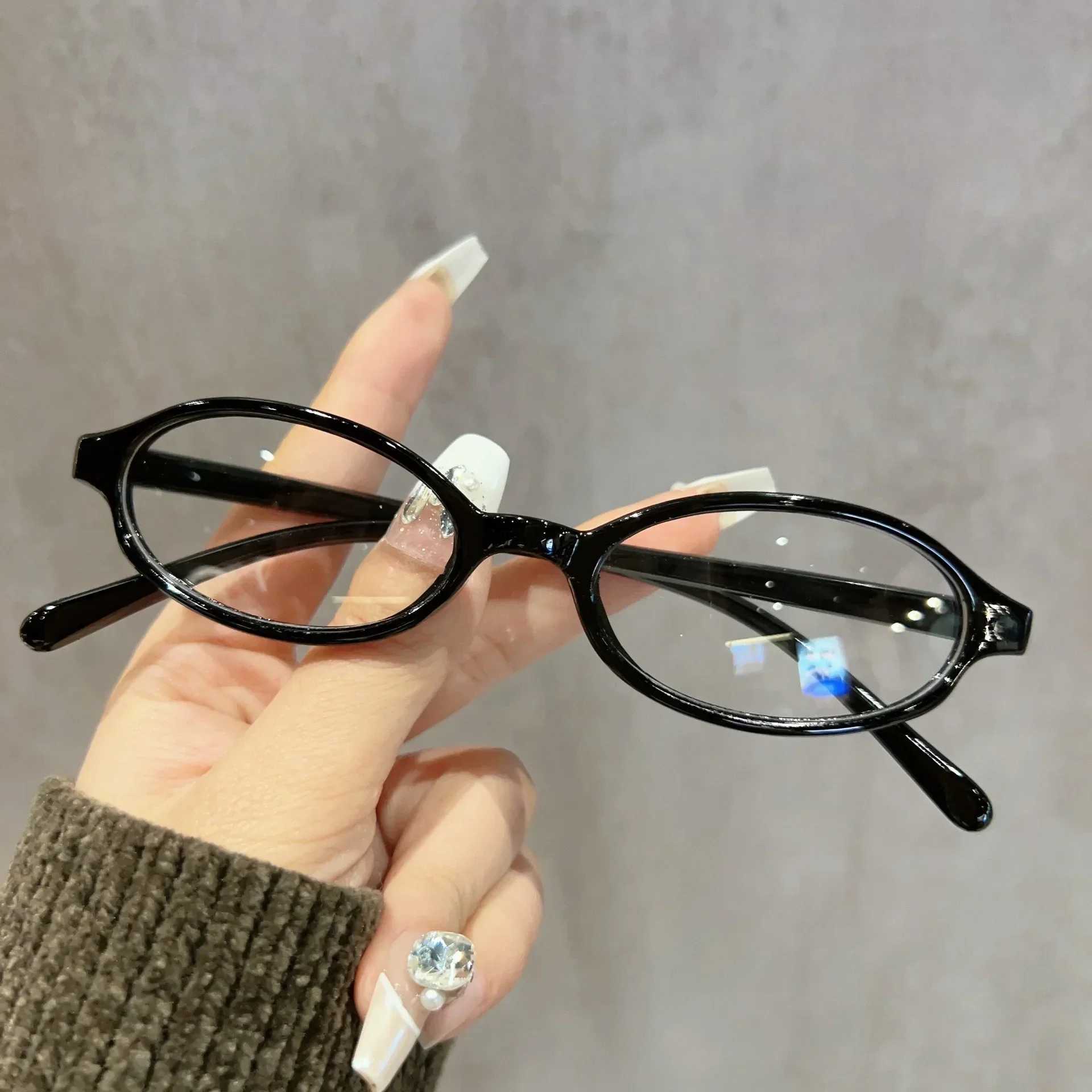 2025 Trendy Y2K Retro Oval Square Blue Green Small Frame Glasses Frame Women Anti Blue Light Glasses Vintage Eyeglasses Goggles W250513