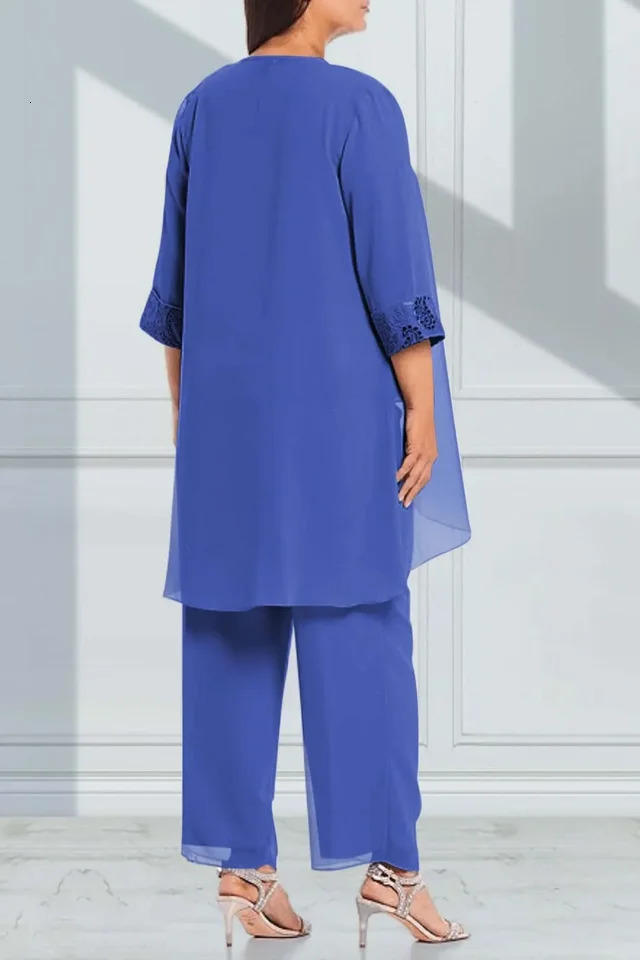 Plus Size Mother of the Bride Sequins Mesh Three Pieces Set Pant Suits Outfit Sets for Wedding Guest Evening Party Gown 2024 250506