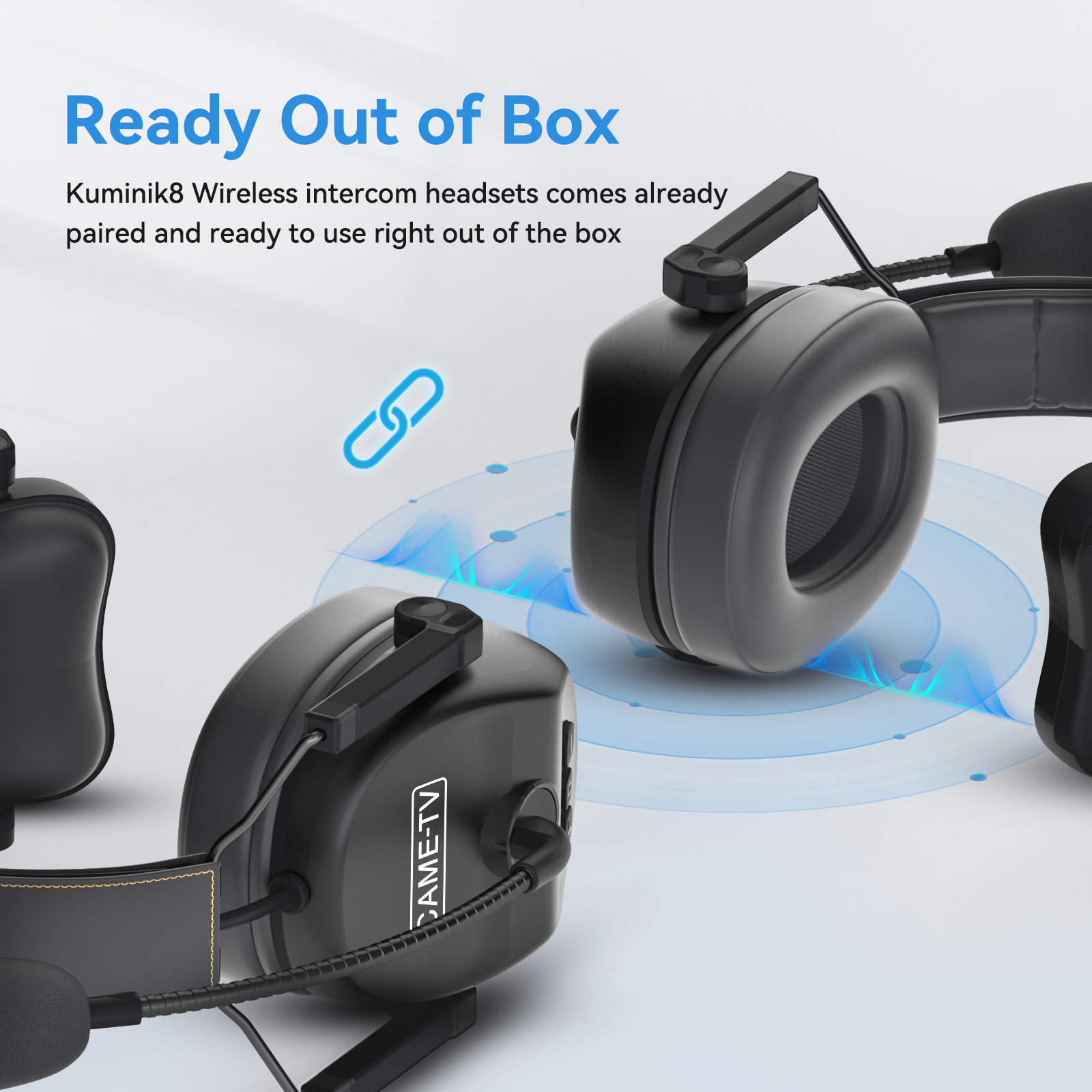Came-TV Kuminik8 1.9G Full Duplex Communication Wireless Intercom Headset System Marine Boat Football Coaching Events Microphone-Single Ear 7 Pack