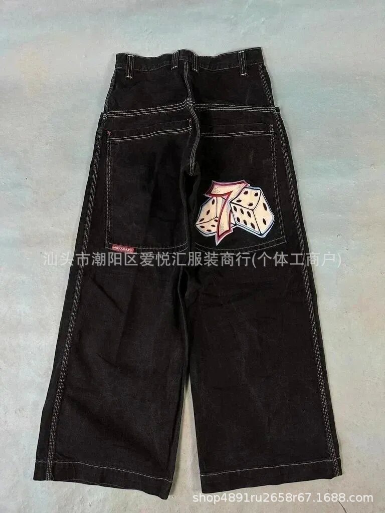 Vintage Full Rhinestone Sequin Jeans Y2K Clothes Men Women Harajuku Hip Hop Sequined Vintage Jeans Low Waist Wide Leg Trousers 250409