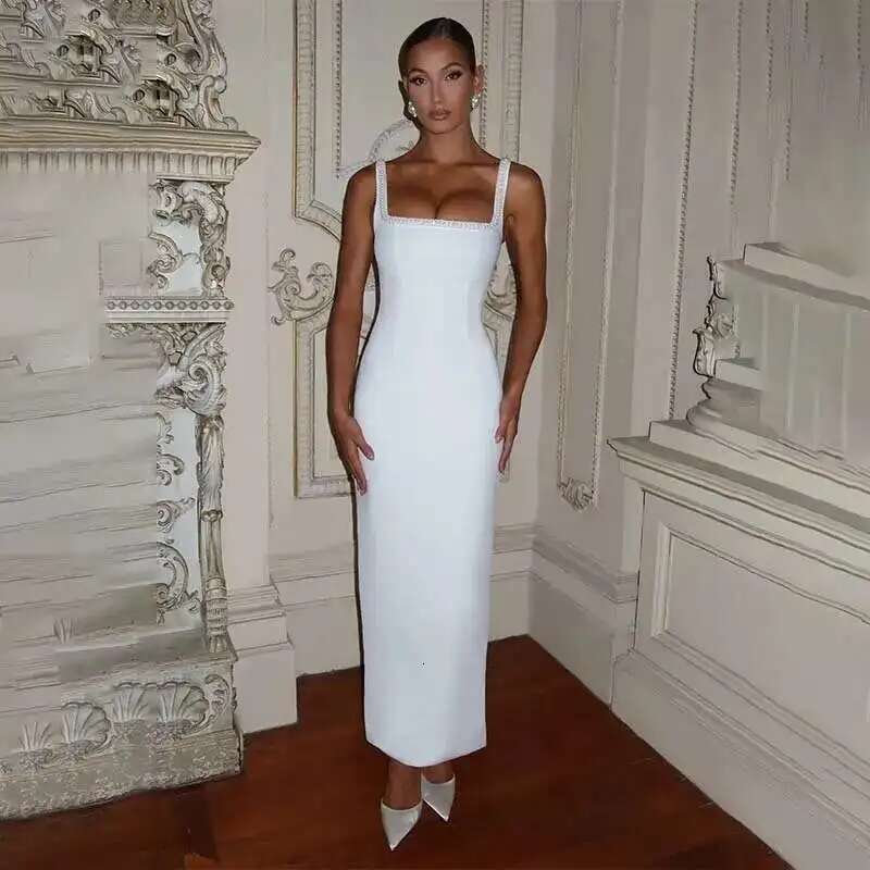Townlike Pearl Backless Sexy Party Women Spaghetti Strap 2025 Spring Summer Dress Slim Bodycon Maxi Long Dresses