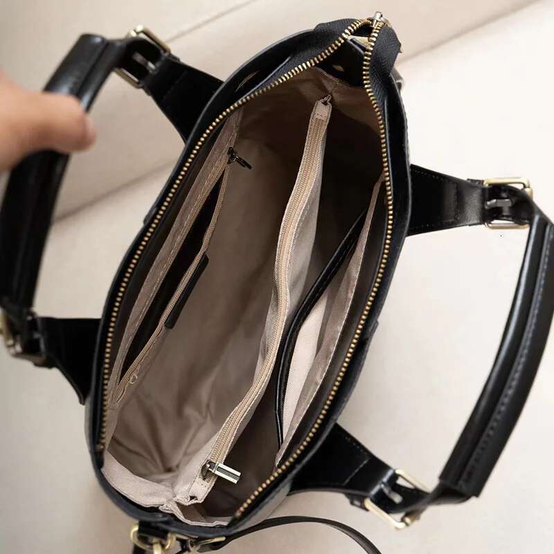 Designer Bag 2025 Zency 100% Genuine Leather Women Tote Large Brown Handbag Retro Bucket Bag Classic Lady Crossbody Messenger Purse For Work Luxury Ba