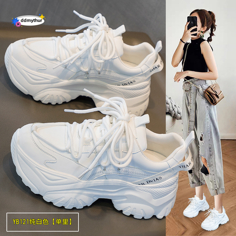 Dad 2025 Spring and Autumn New Summer Thick Bottom Versatile Casual Sports White Mesh Breathable Women's Shoes ddmythur