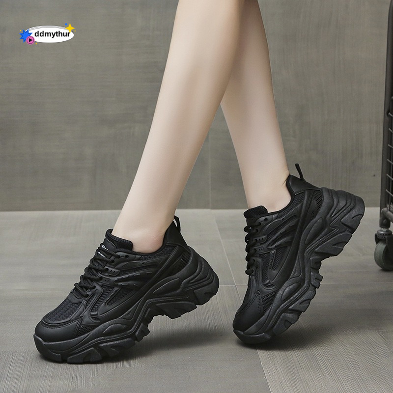 2025 New Short Dad Women's Summer Breathable Sports Mesh Thick soled Fashionable Casual White Shoes ddmythur