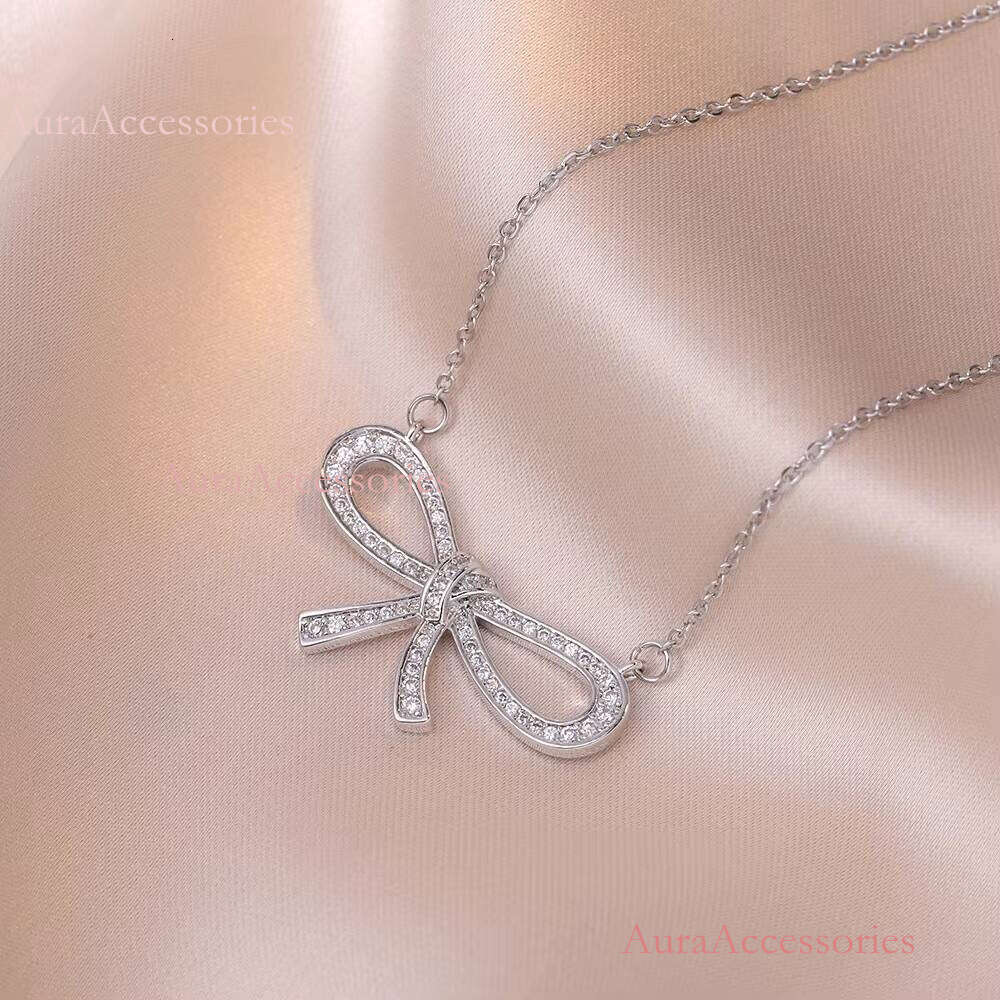 Fashion Jewelry Women Girl Gold Plated Bowknot Bow Tie Pendant Necklace