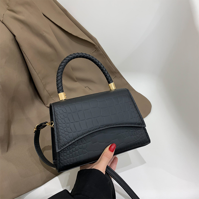 Solid color pattern bag for women fashion Korean version womens bag stylish texture PU simple womens shoulder bag 250513