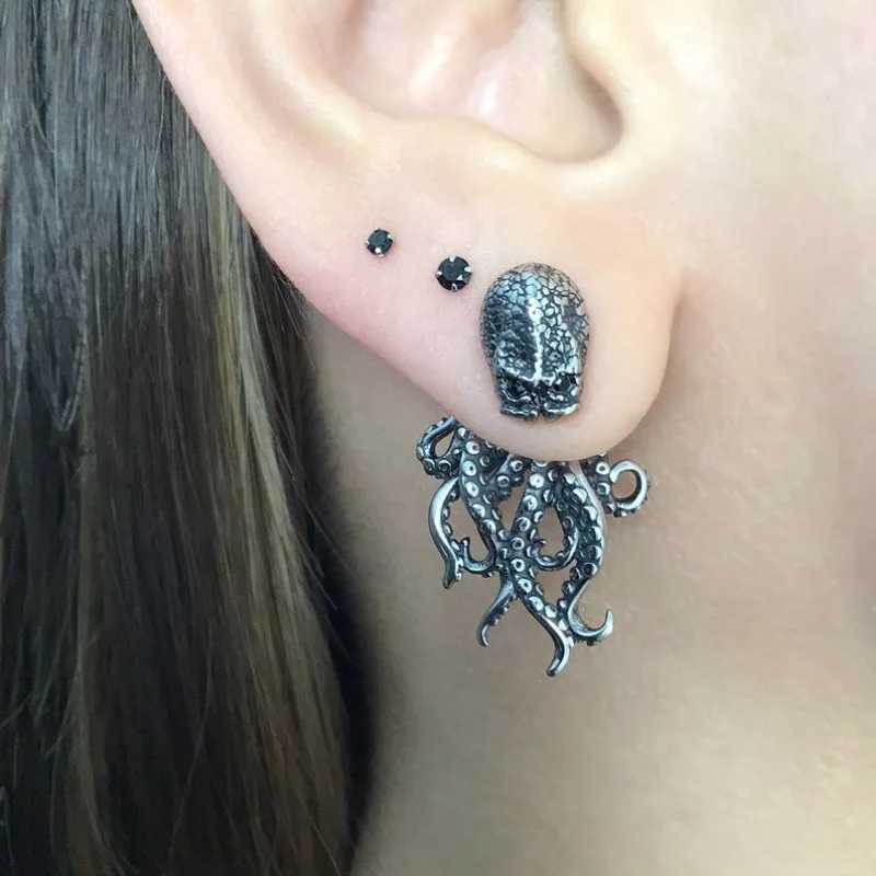 Exaggerated Retro Octopus EarringsGothic EarringsOctopus Front Back EarringsParty Personalized JewelrySuitable For Both M Y250510