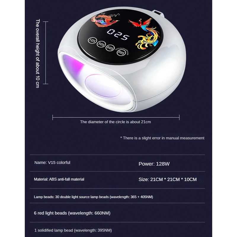 AB46-660Nm Wavelength Red Light Manicure Lamp With High Power 360 UV Curing Phototherapy Machine LED Nail Lamp EU Plug W250513