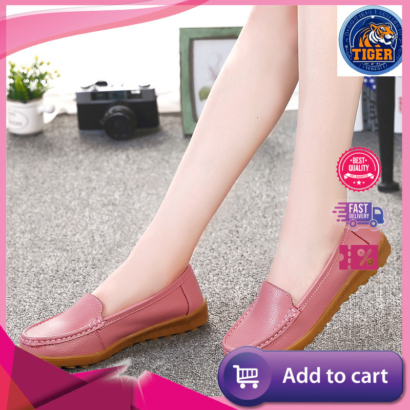Ddmytiger Genuine Leather Bean Soft Soled Mom S Women Casual Flat Shoes Cow Tendon Soles One Foot Pedal Middle Aged And Elderly Single Outdoor Shoes