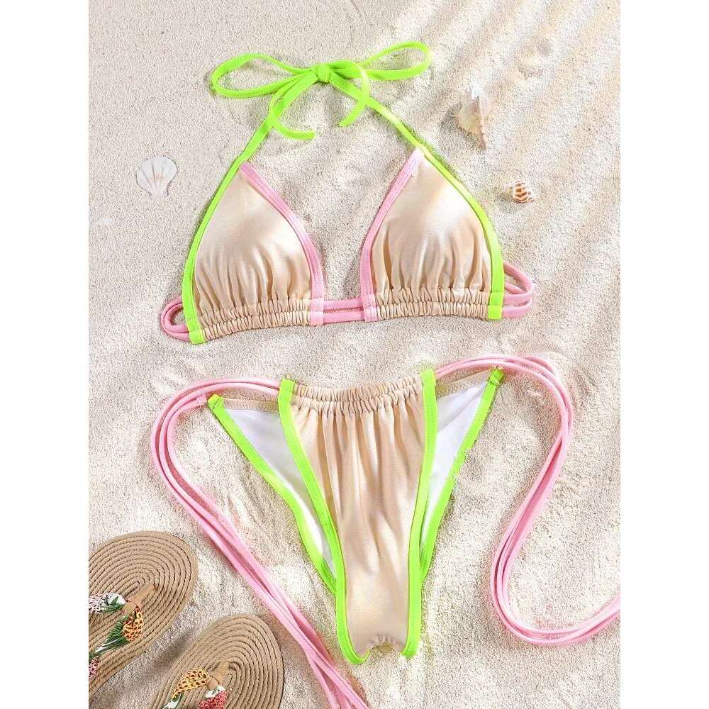 ZRTAK Bikinis Swimsuit Women Bikini Set Triangle Swimwear String Beachwear Thong Two Piece Suits Brazilian Biquini